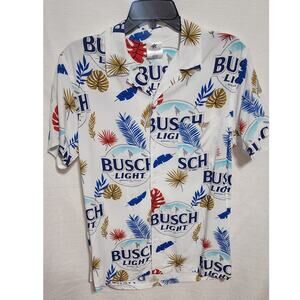 Busch light short sleeve button down collared shirt men small